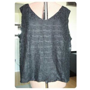 Envision Studio Womens Plus Size 26W 28W Blouse Black Lace Top Sleeveless Shirt